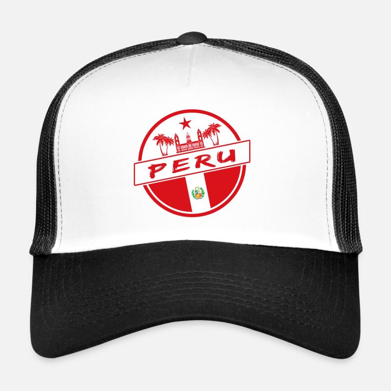 Peru Kreis in den Nationalfarben - Trucker Cap - Weiß/Schwarz