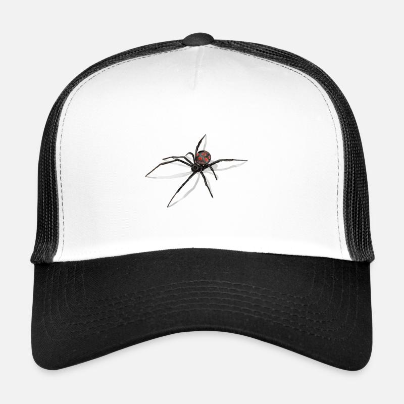 Spinne mit Schatten- Black Widow - Zeichnung - Trucker Cap - Weiß/Schwarz