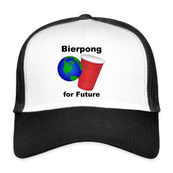 Bierpong for Future - Trucker Cap - Weiß/Schwarz - Vorne