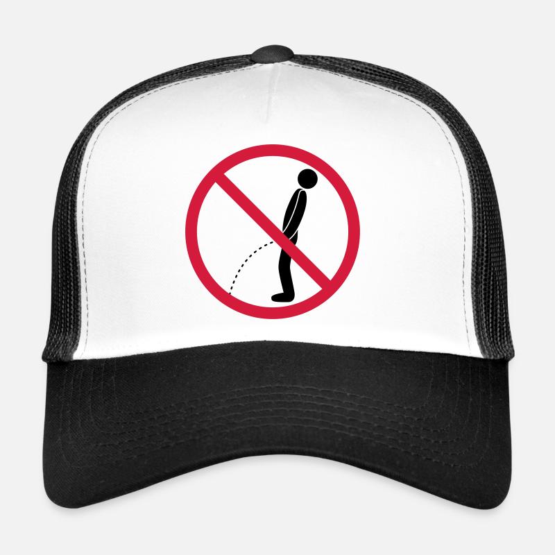 no standing pee prohibited shield pissing loo Trucker Cap