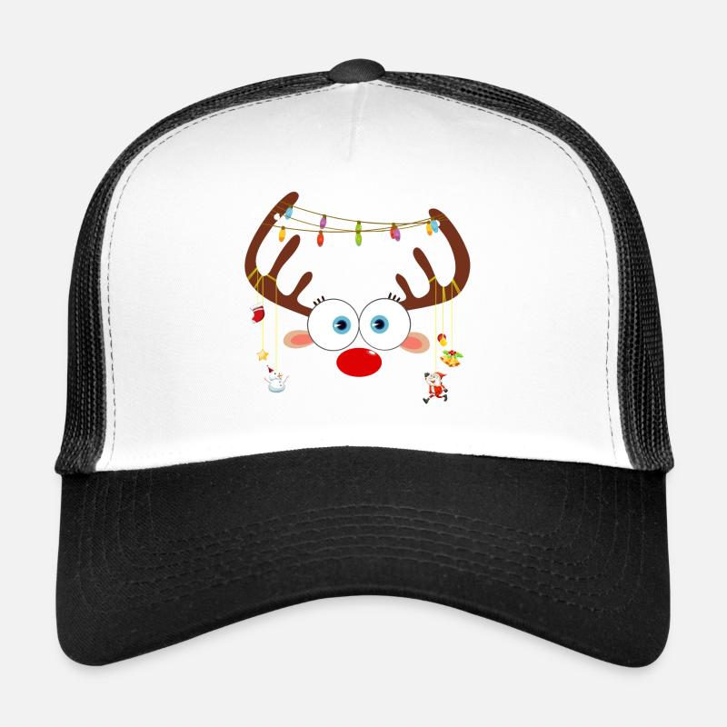 Visage de renne de Noël - Casquette trucker  - blanc/noir