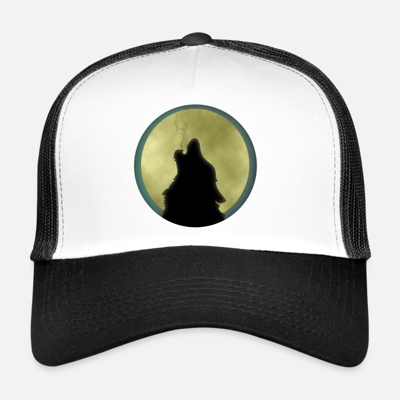 wolf moonlight howl - Trucker Cap - white/black