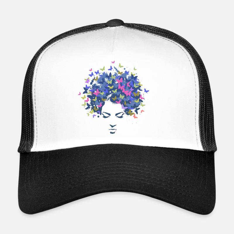 Frau Haar Grafik - Trucker Cap - Weiß/Schwarz