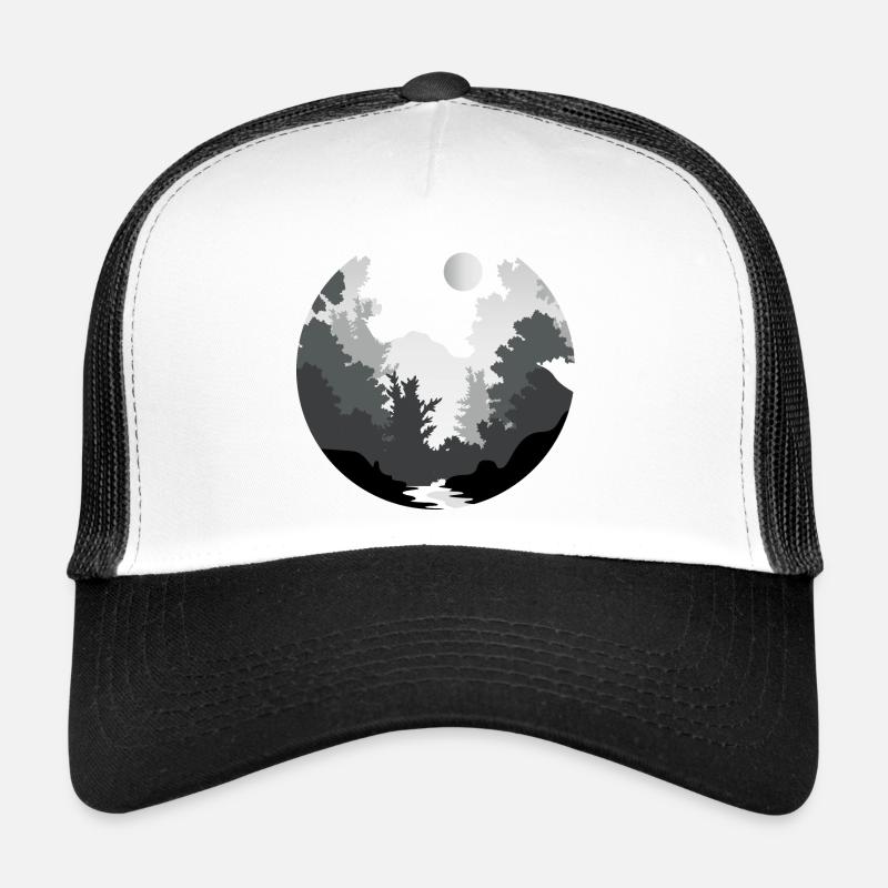 Forest Nature Moon River Geometric Round Circle Trucker Cap