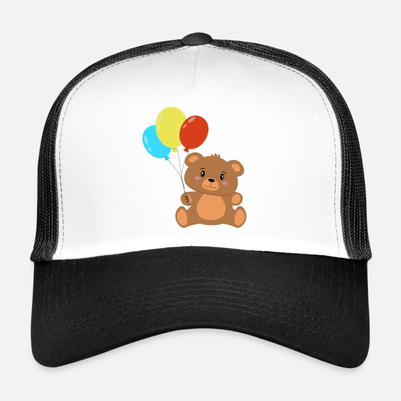 Teddybär mit Luftballons - Trucker Cap - Weiß/Schwarz