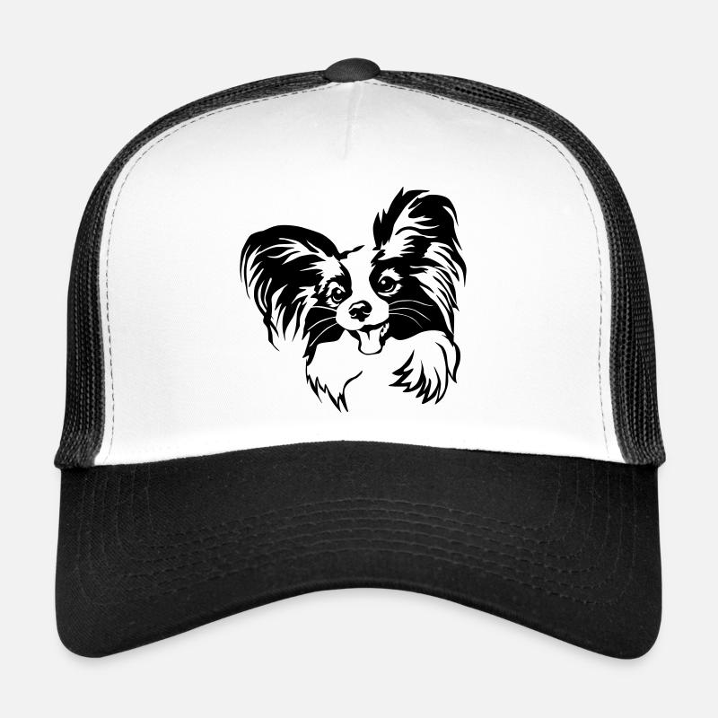 Papillon Kopf - Trucker Cap - Weiß/Schwarz