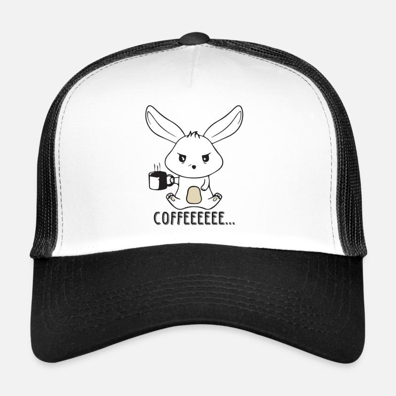 Zorniger und Verschlafener Kaffee Hase - Trucker Cap - Weiß/Schwarz