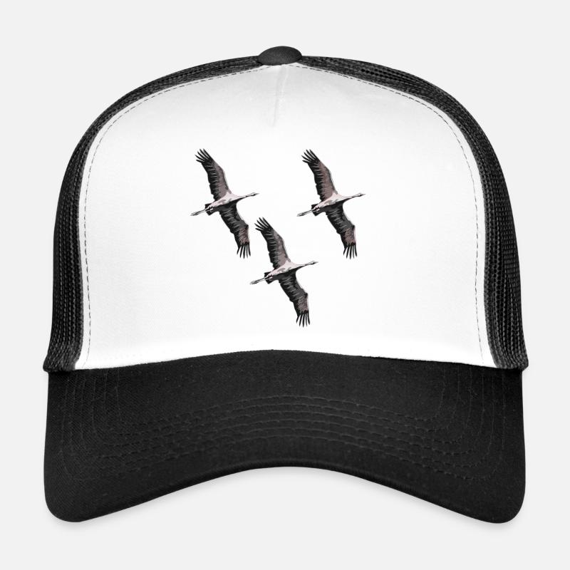 Grues migratrices d’oiseaux dans les tons de gris - Casquette trucker  - blanc/noir
