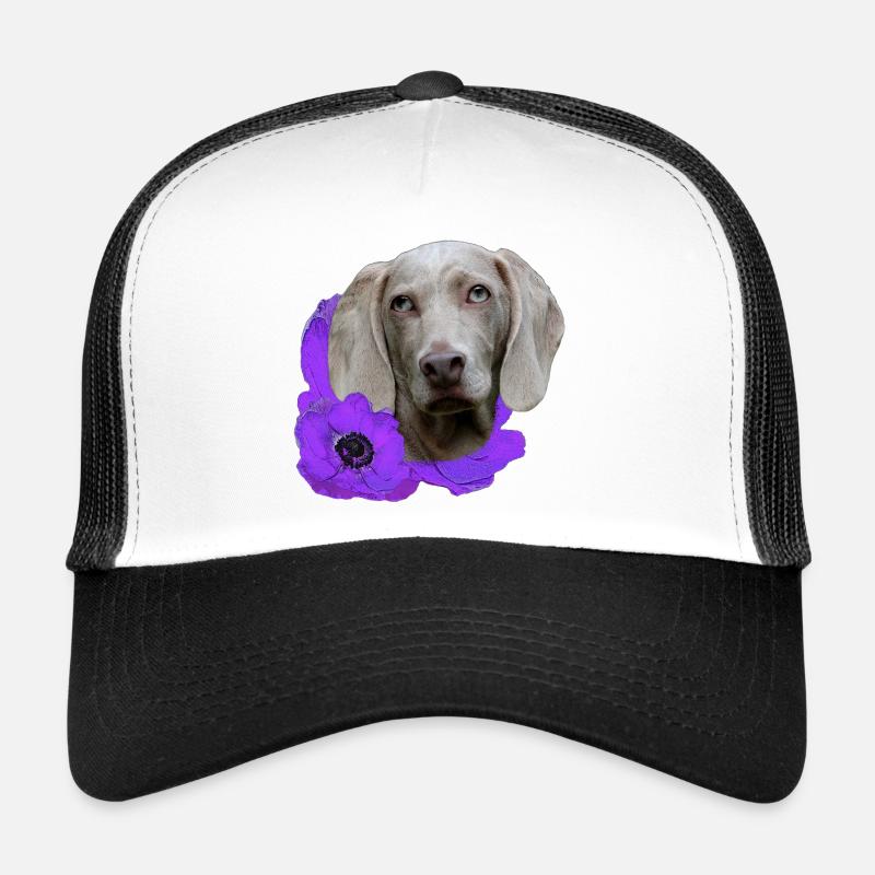 Anemonen mit Weimaraner, jagdhund Liebhaber - Trucker Cap - Weiß/Schwarz