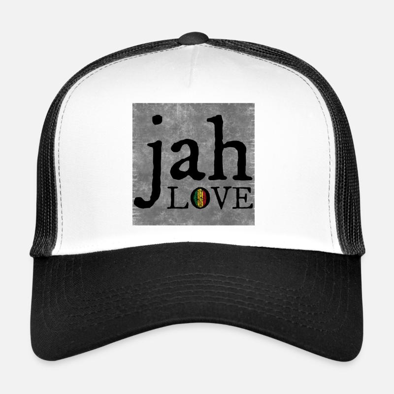 Jah Love Graffiti Design - Trucker Cap - Weiß/Schwarz