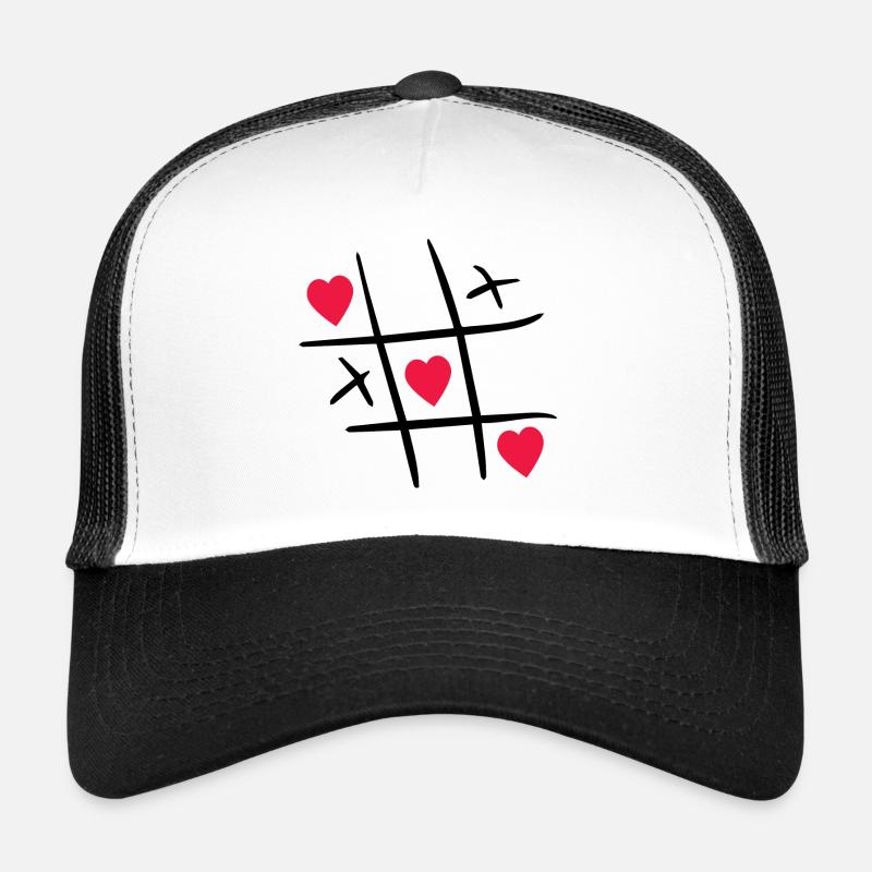 Tic-Tac-Toe Valentinstag Valentines Day Geschenk - Trucker Cap - Weiß/Schwarz