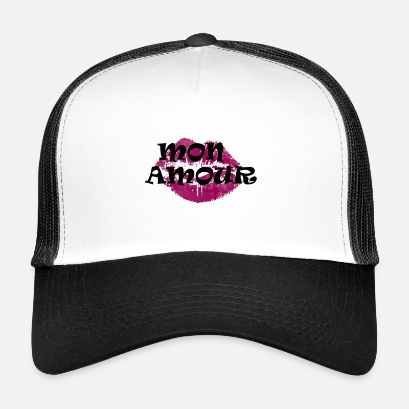 Cadeau de Saint Valentin Mon Amour - Casquette trucker  - blanc/noir