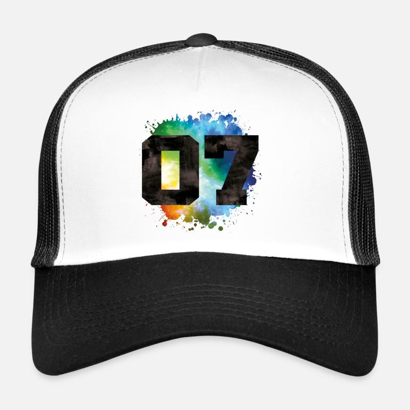 7 Zahl Bunt - Trucker Cap - Weiß/Schwarz