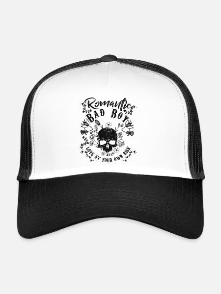 Skull. Bad Boy. Love. - Casquette trucker  - blanc/noir - Devant