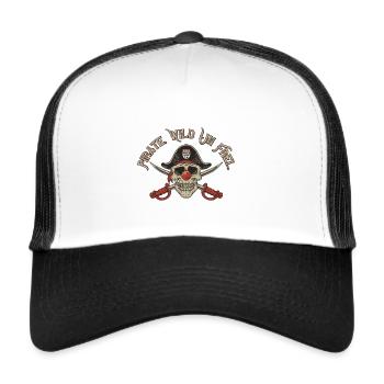 Dudekopp met rude Pappnaas - Trucker Cap - Weiß/Schwarz - Vorne