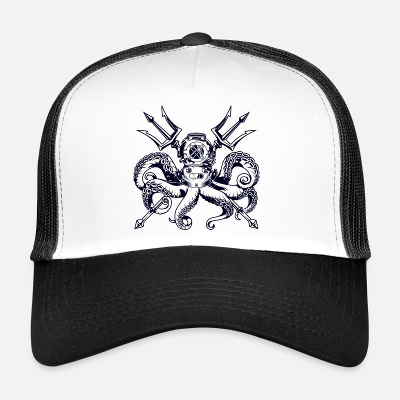 Trident Diving Octopus - Trucker Cap - Weiß/Schwarz