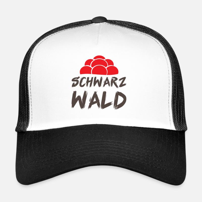 Schwarzwald Bollenhut Schwarzwälder Geschenk - Trucker Cap - Weiß/Schwarz