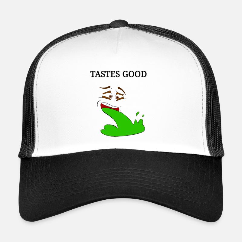 lustiger Spruch, Kotzendes Design mit Aufschrift - Trucker Cap - Weiß/Schwarz
