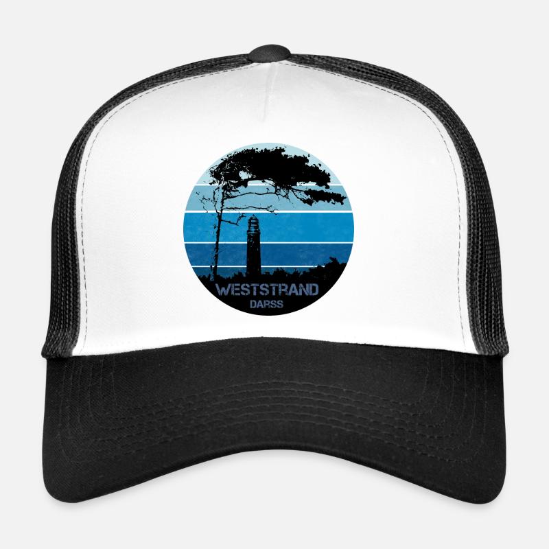 Ostsee, Darss, Weststrand - Trucker Cap - Weiß/Schwarz
