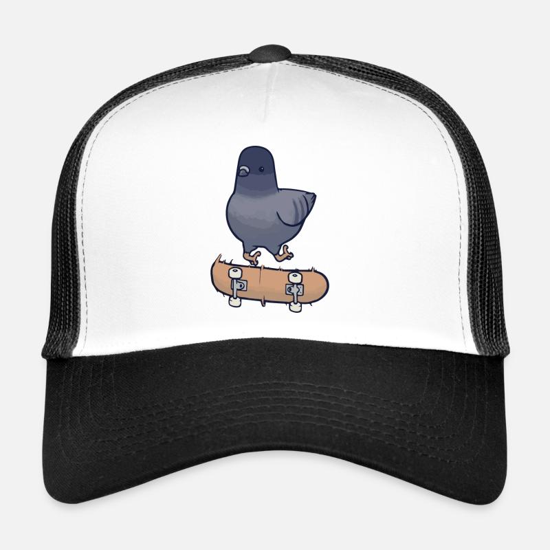 Skateboard Skater Taube - Trucker Cap - Weiß/Schwarz