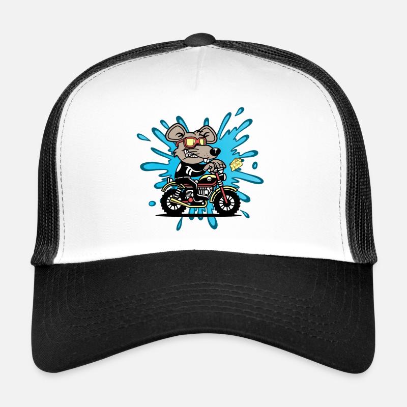 Maus Ratte Käse Motorrad Comic Cartoon Trucker Cap