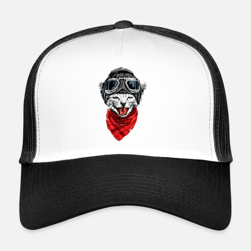 Kleines Flugzeug Pilot Cat - Trucker Cap - Weiß/Schwarz