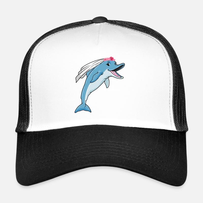 Dolphin Bridal Veil Wedding Trucker Cap