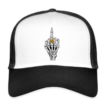 Rock musique rocker heavy metal hard rock squelette - Casquette trucker  - blanc/noir - Devant