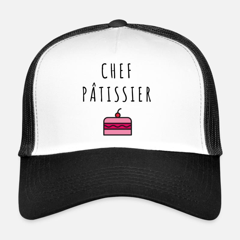 Chef pâtissier - Casquette trucker  - blanc/noir