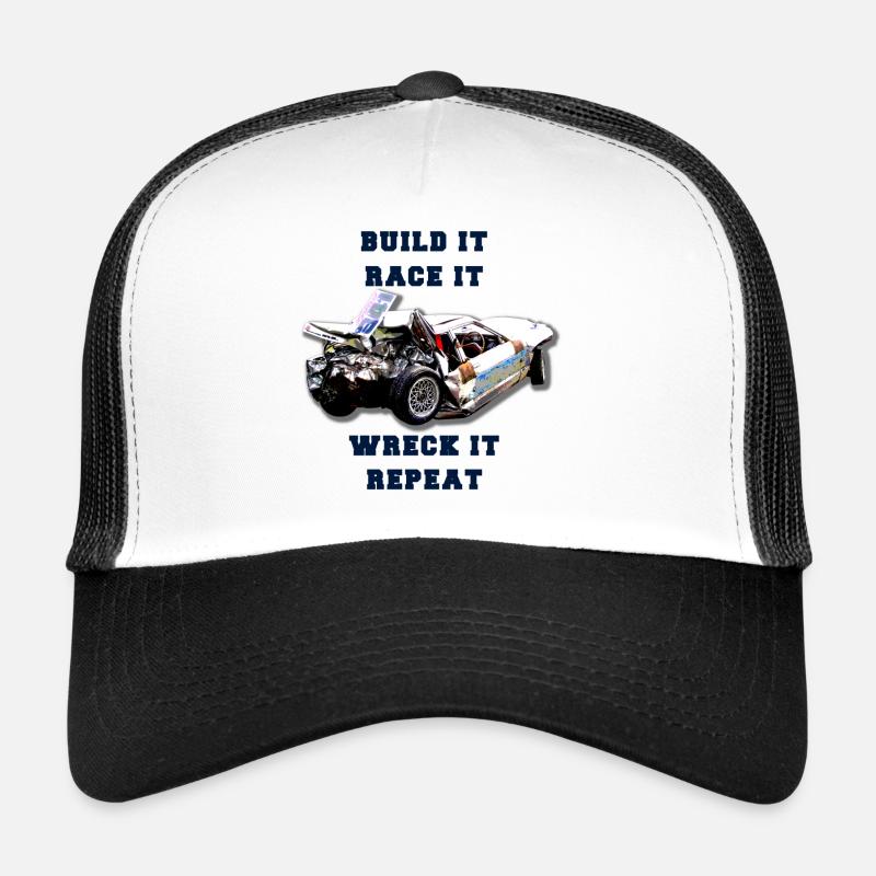 Build it, Race it, Wreck it, Repeat - Trucker Cap - white/black