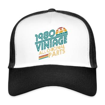 1980 Vintage Geburtstag Geschenkidee - Trucker Cap - Weiß/Schwarz - Vorne