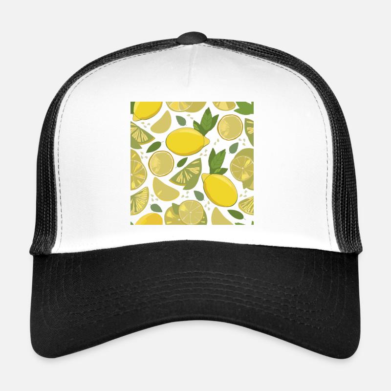 Zitronen-Design mit Frischeffekt - Trucker Cap - Weiß/Schwarz