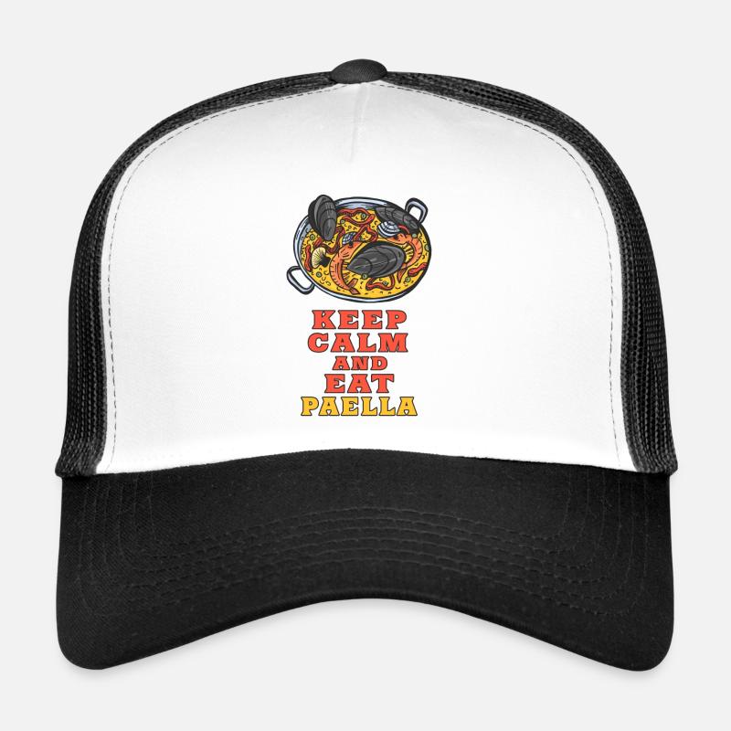 Keep Calm and eat Paella Design / Geschenkidee - Trucker Cap - Weiß/Schwarz
