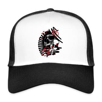 Trash polka Rose and Skull - Trucker Cap - white/black - Front