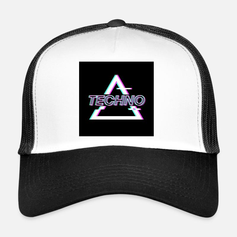 Techno - Casquette trucker  - blanc/noir