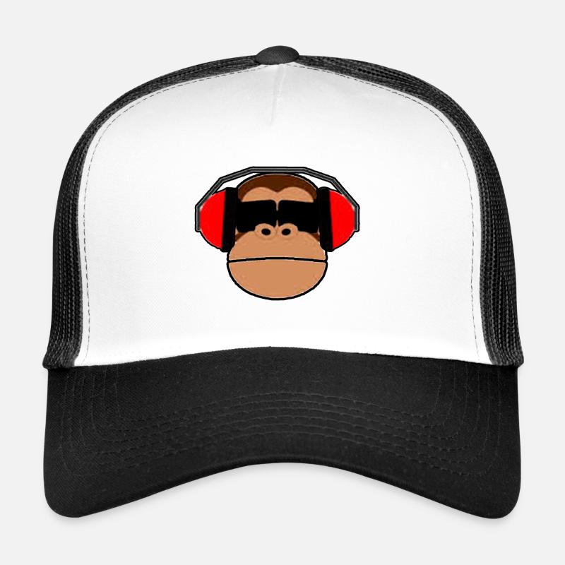 Affe Kopfhörer Schimpanse Musik Brille Geschenk - Trucker Cap - Weiß/Schwarz