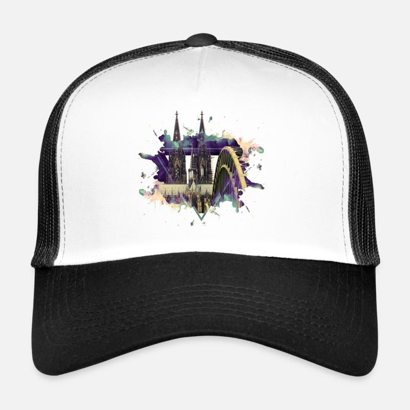 Kölner Dom Köln Cologne Skyline - Trucker Cap - Weiß/Schwarz
