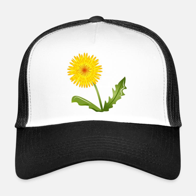 pissenlits jaune vif avec des feuilles vertes Casquette trucker 