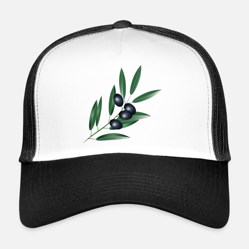 Olivenzweig mit vier schwarzen Oliven Trucker Cap