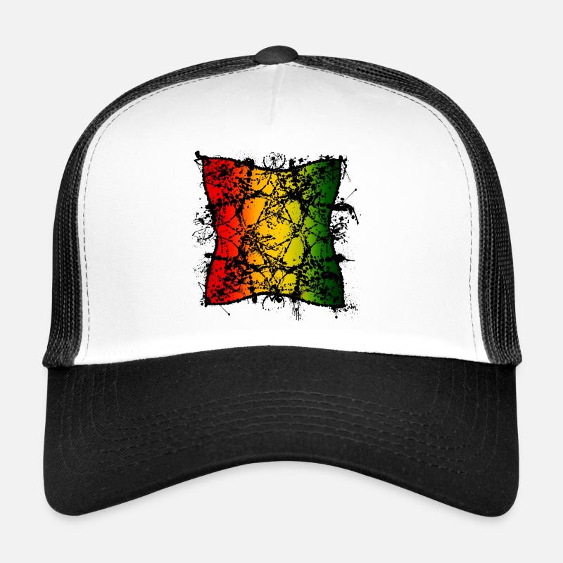 Abstrakcja Rasta Leaf z gradientem - Czapka truckerka - biały/czarny