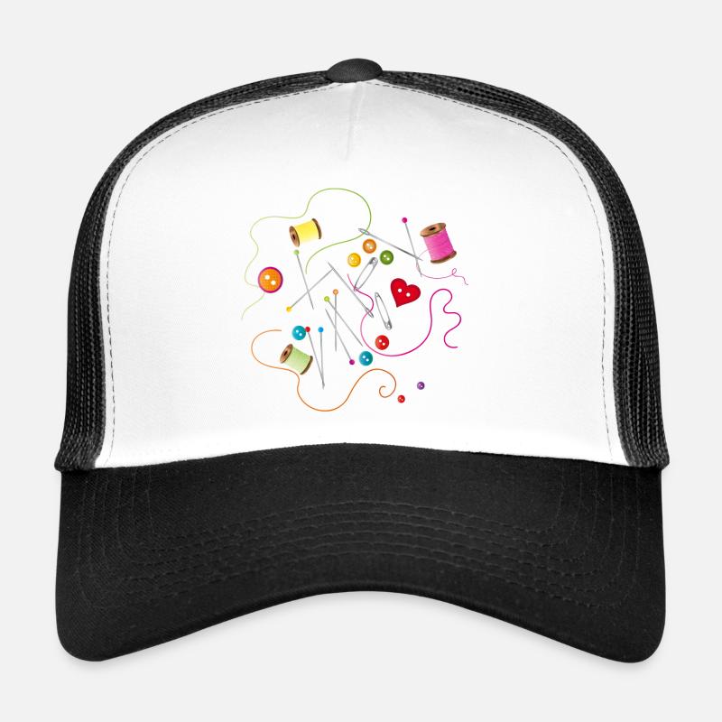 Sewing utensils buttons, needle, thread and sewing thread - Trucker Cap - white/black