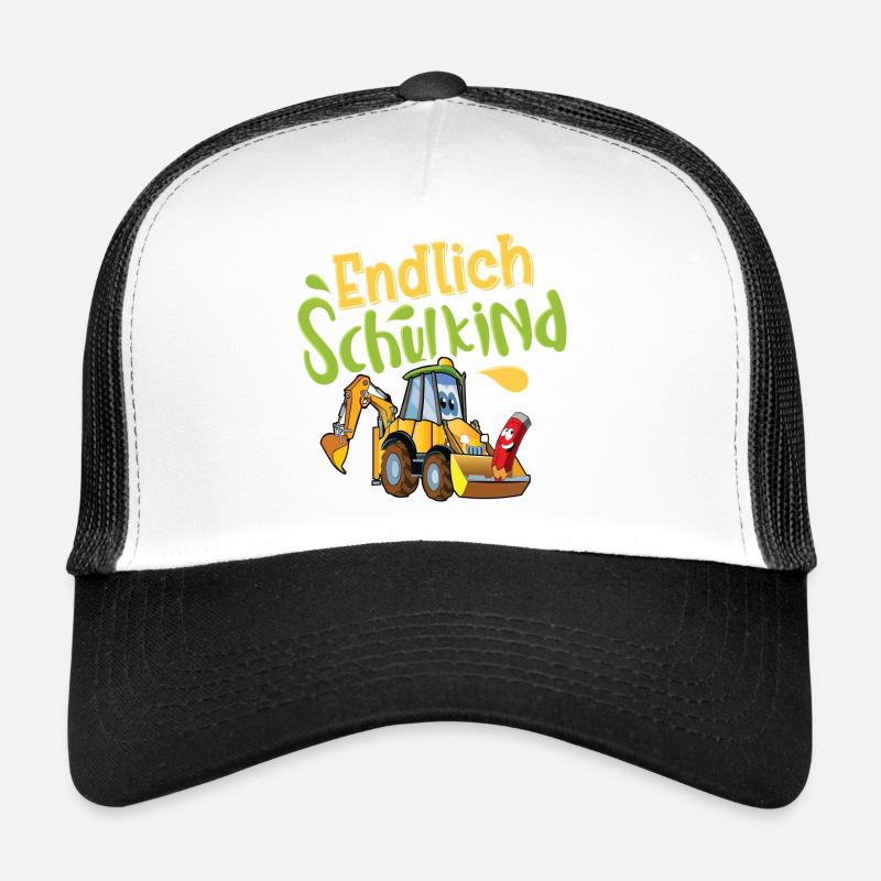 Endlich Schulkind Bagger - Trucker Cap - Weiß/Schwarz