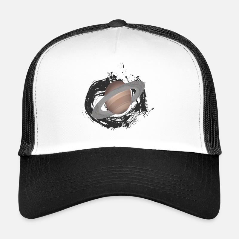 planet Saturn, Planeten, außerirdisch - Trucker Cap - Weiß/Schwarz