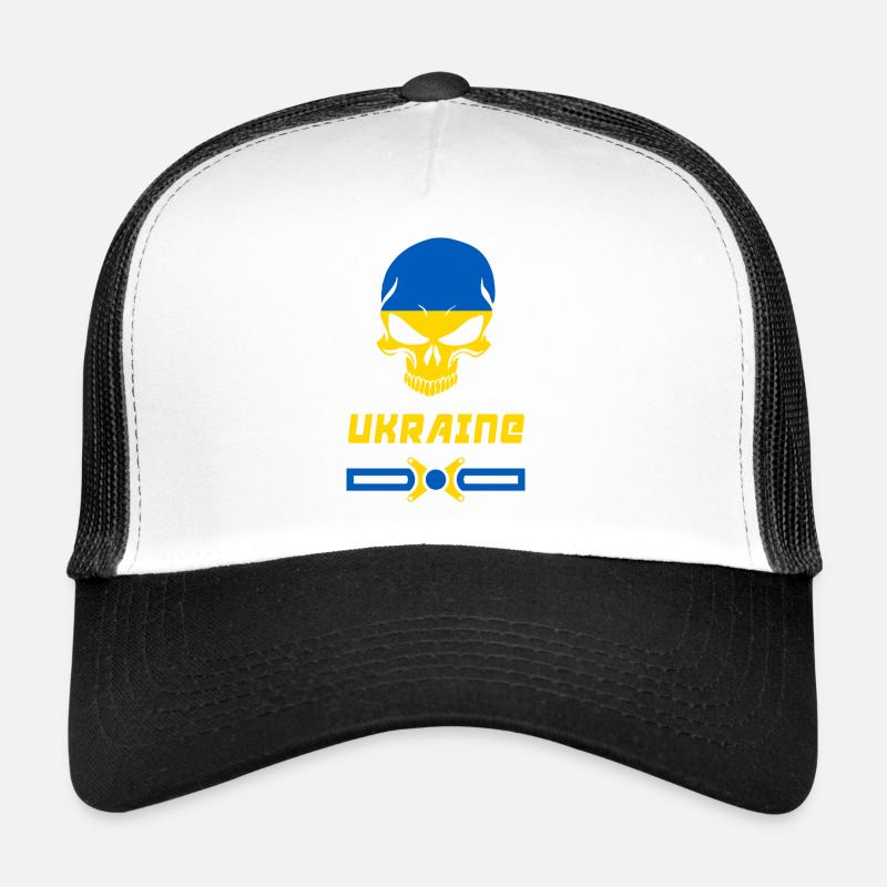 Conception de crâne d'Ukraine / idée cadeau - Casquette trucker  - blanc/noir