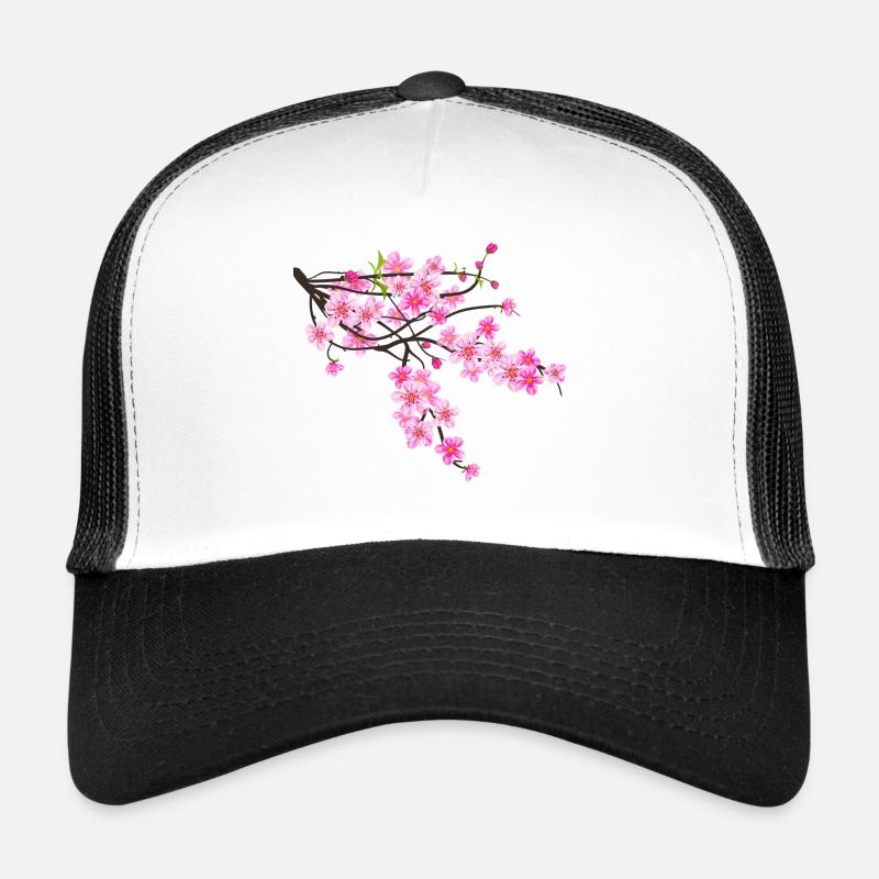 Sakura Blume - Trucker Cap - Weiß/Schwarz