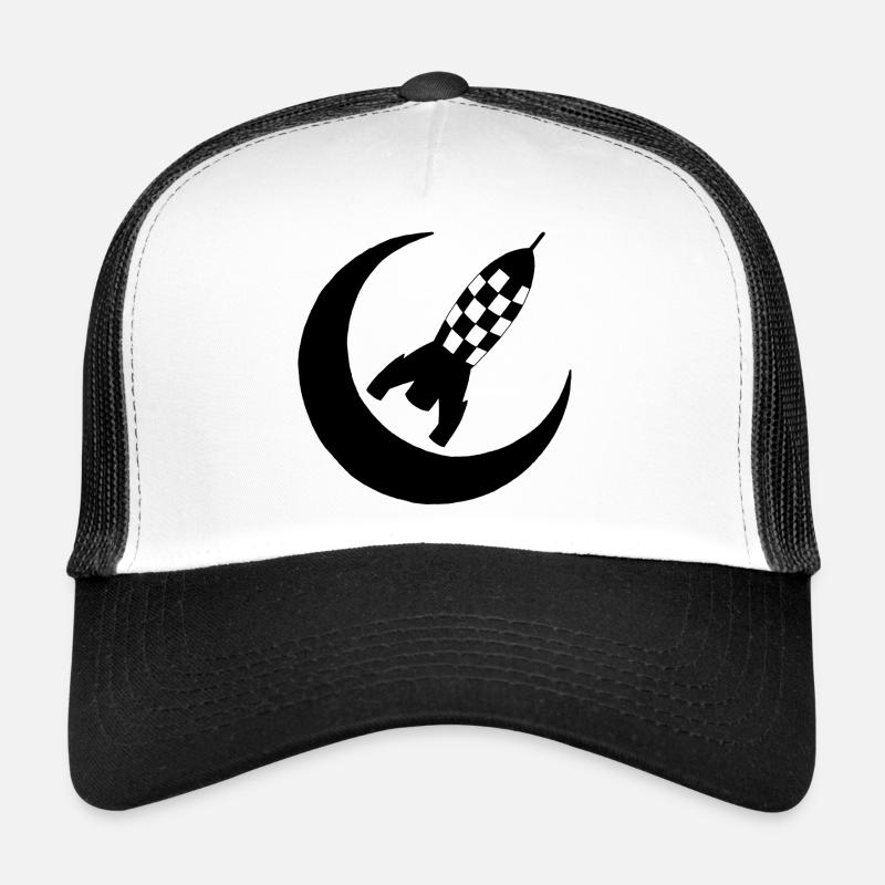 Black rocket and half-moon Trucker Cap