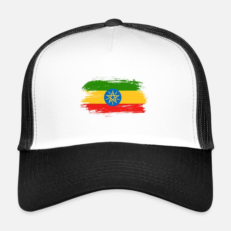 Äthiopien Flaggen Design / Geschenkidee - Trucker Cap - Weiß/Schwarz