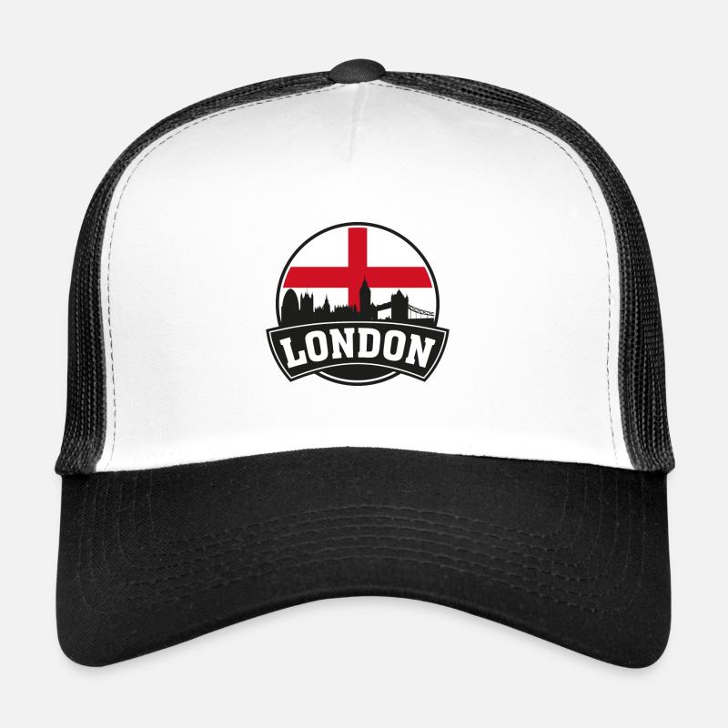 Londres Angleterre Skyline Travel Souvenir British Fla Casquette trucker 