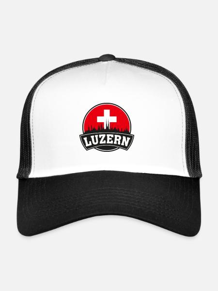 Luzern Suisse Skyline Travel Souvenir Swiss F - Casquette trucker  - blanc/noir - Devant