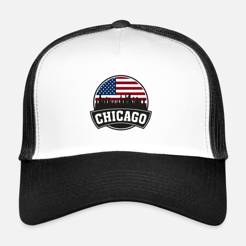Chicago Illinois USA Skyline Travel Souvenir Ameri Casquette trucker 